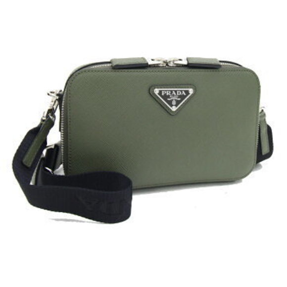 Prada Brick Saffiano Leather Shoulder Bag Khaki Green crossbody - Picture 1 of 6